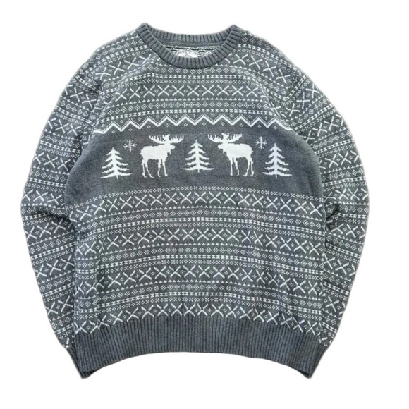 St. John's Bay Other - Men's Winter Sweater Deer Forest Landscape XL Xmas Holiday Festive Grey